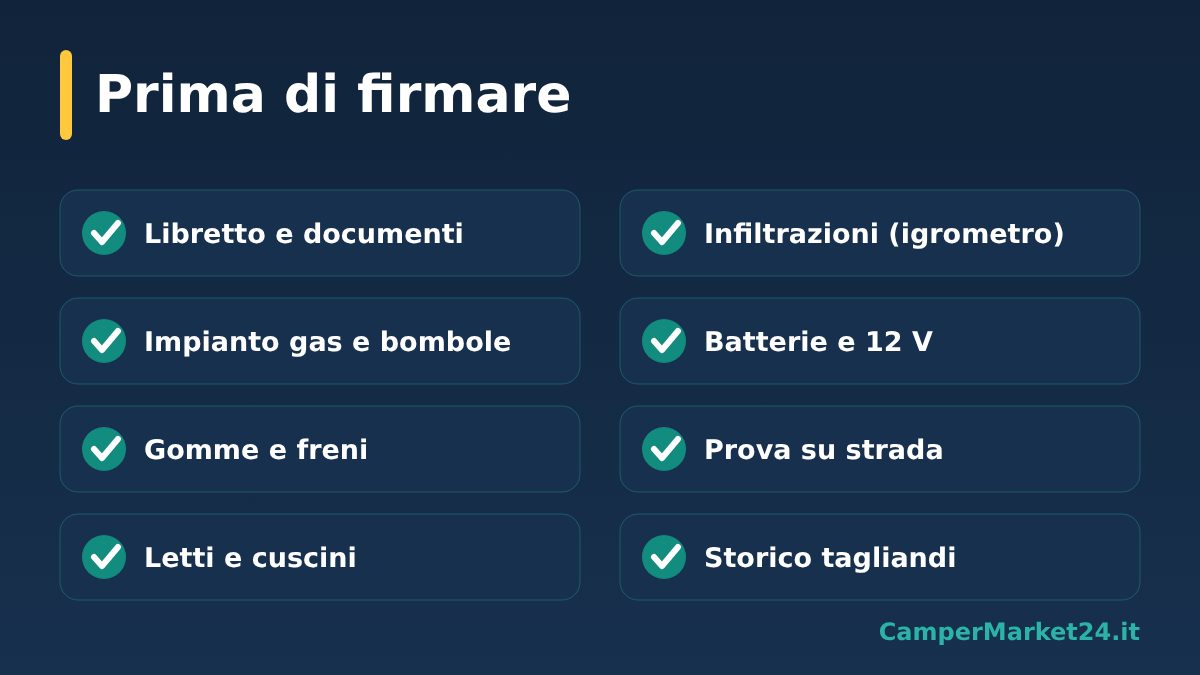 La checklist da portare con te quando vai a vedere un camper